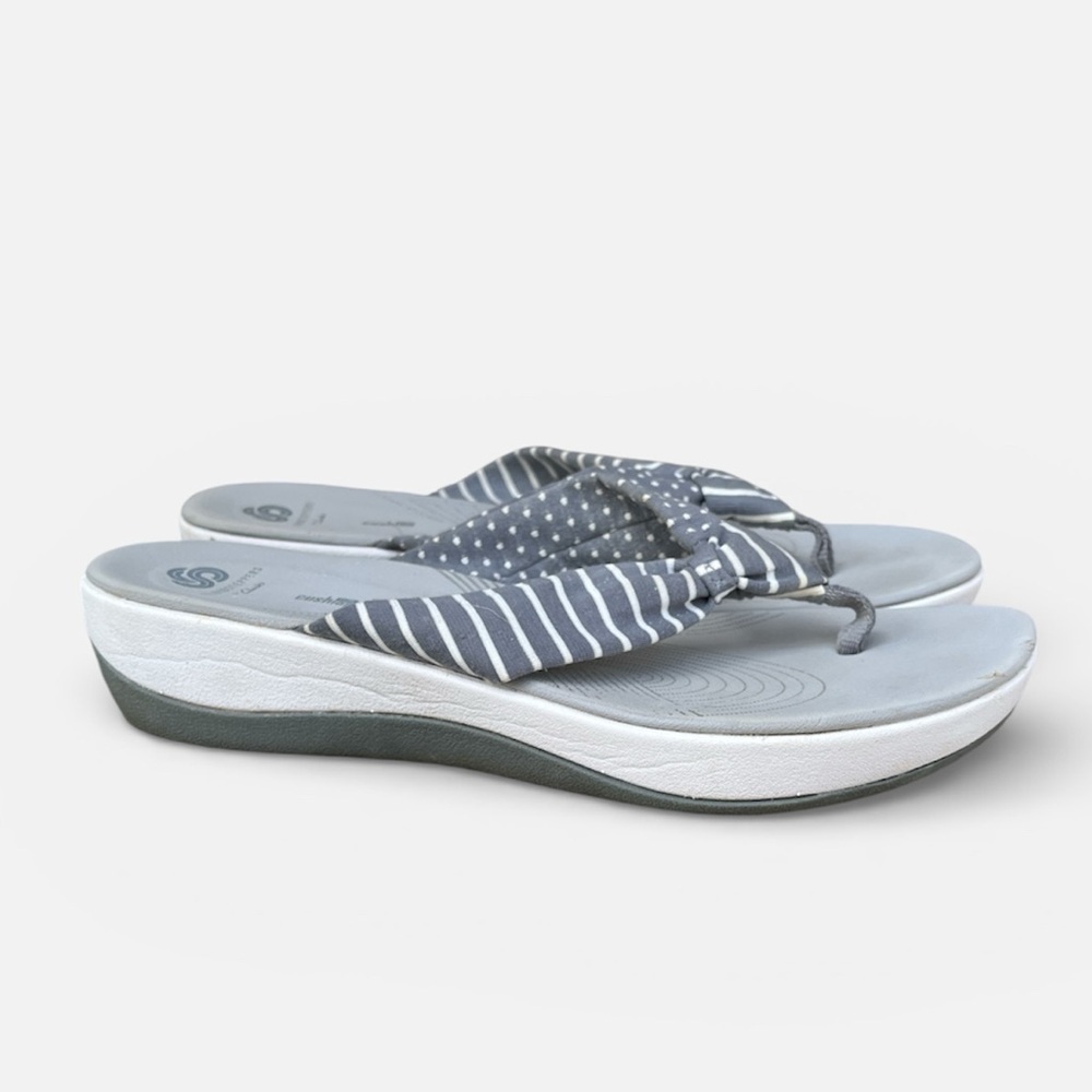 Clarks Cloudsteppers Arla Glison Thong Sandal in Gray/White Women Sz 11